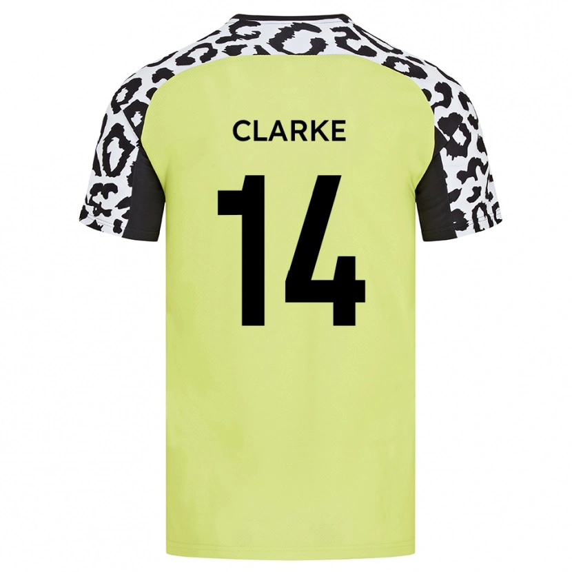 Danxen Niño Camiseta Jayden Clarke #14 Amarillo Fluorescente 1ª Equipación 2025/26 La Camisa