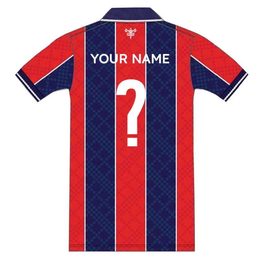 Danxen Niño Camiseta Su Nombre #0 Rojo Azul Marino 1ª Equipación 2025/26 La Camisa