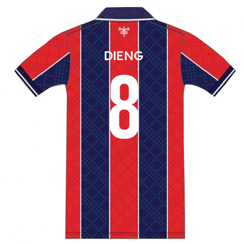 Danxen Niño Camiseta Timothée Dieng #8 Rojo Azul Marino 1ª Equipación 2025/26 La Camisa