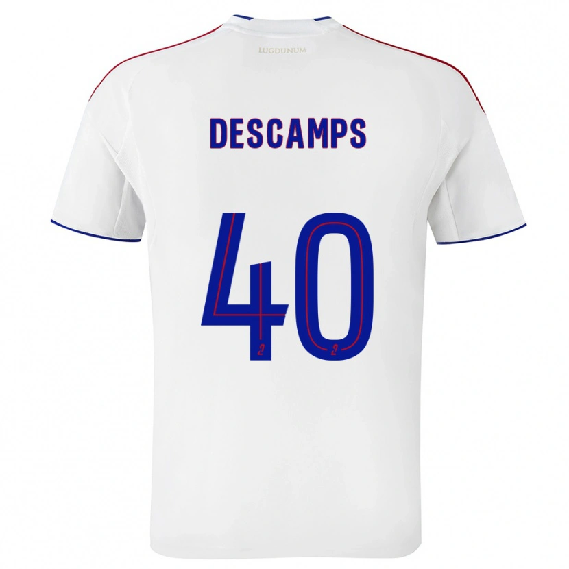 Danxen Niño Camiseta Rémy Descamps #40 Blanco Rojo 1ª Equipación 2025/26 La Camisa