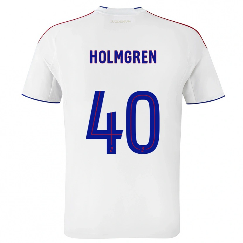 Danxen Niño Camiseta Emma Holmgren #40 Blanco Rojo 1ª Equipación 2025/26 La Camisa
