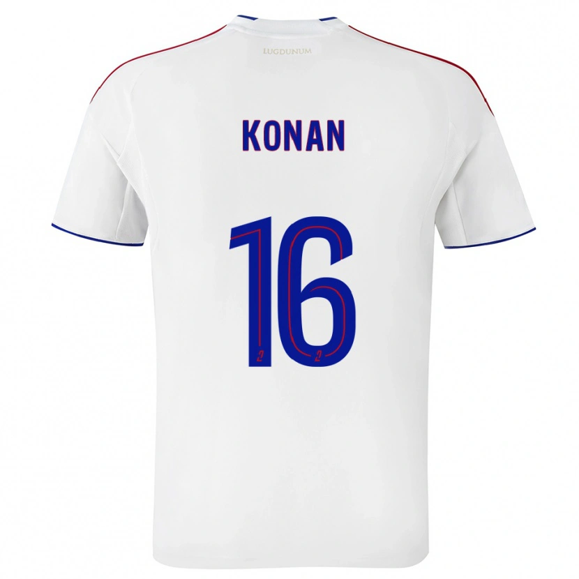 Danxen Niño Camiseta Yvann Konan #16 Blanco Rojo 1ª Equipación 2025/26 La Camisa
