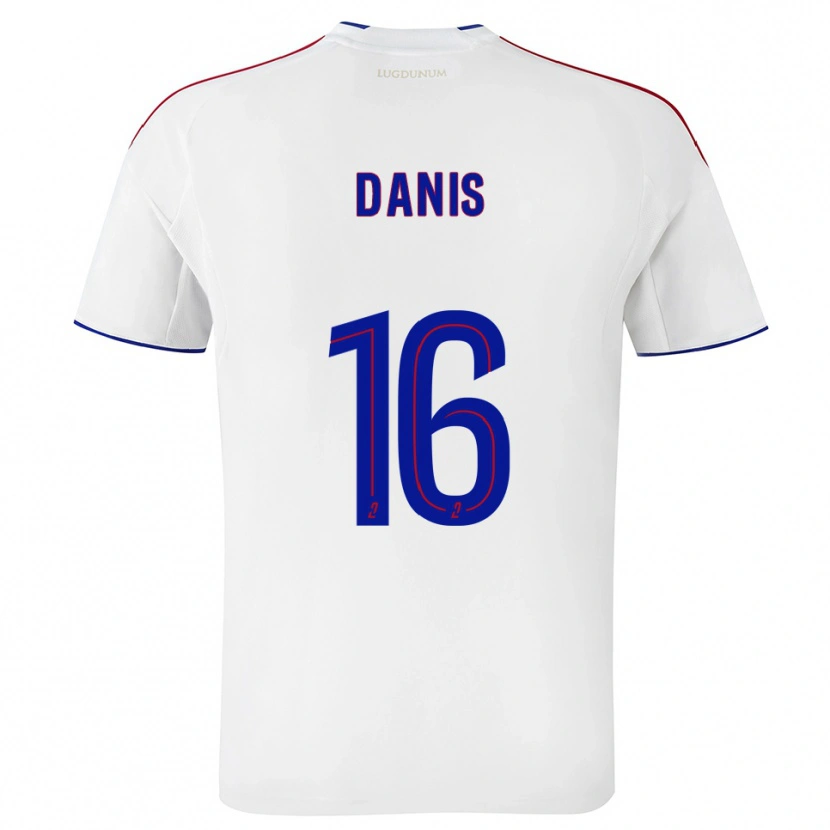 Danxen Niño Camiseta Adrien Danis #16 Blanco Rojo 1ª Equipación 2025/26 La Camisa