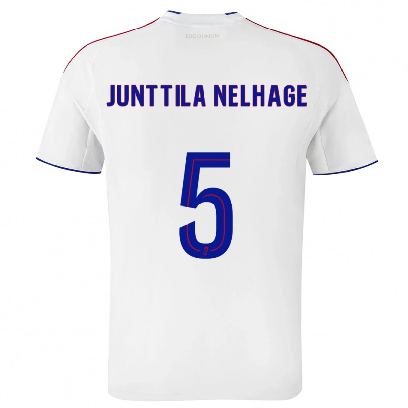 Danxen Niño Camiseta Elma Junttila Nelhage #5 Blanco Rojo 1ª Equipación 2025/26 La Camisa