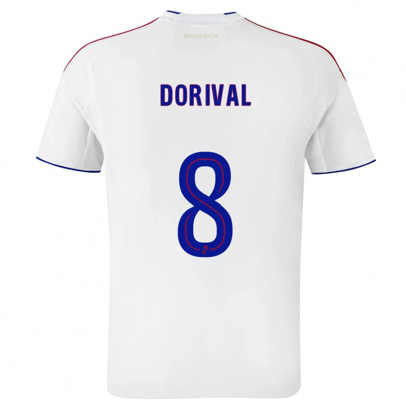Danxen Niño Camiseta Pierre Dorival #8 Blanco Rojo 1ª Equipación 2025/26 La Camisa