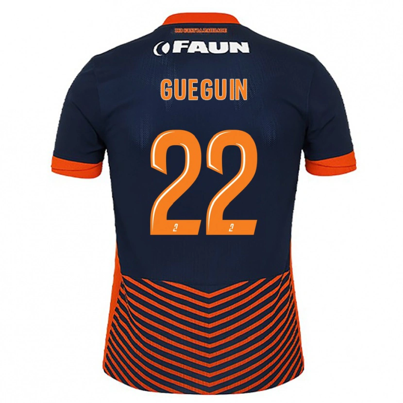 Danxen Niño Camiseta Axel Guéguin #22 Azul Medianoche Naranja 1ª Equipación 2025/26 La Camisa