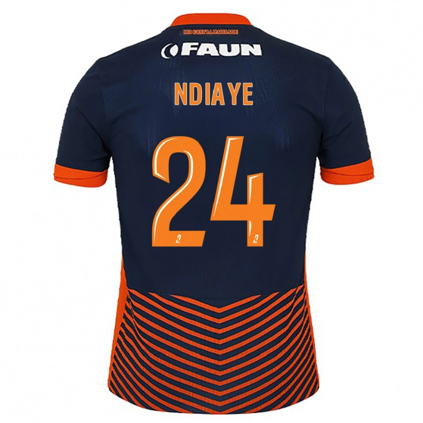 Danxen Niño Camiseta Junior Ndiaye #24 Azul Medianoche Naranja 1ª Equipación 2025/26 La Camisa