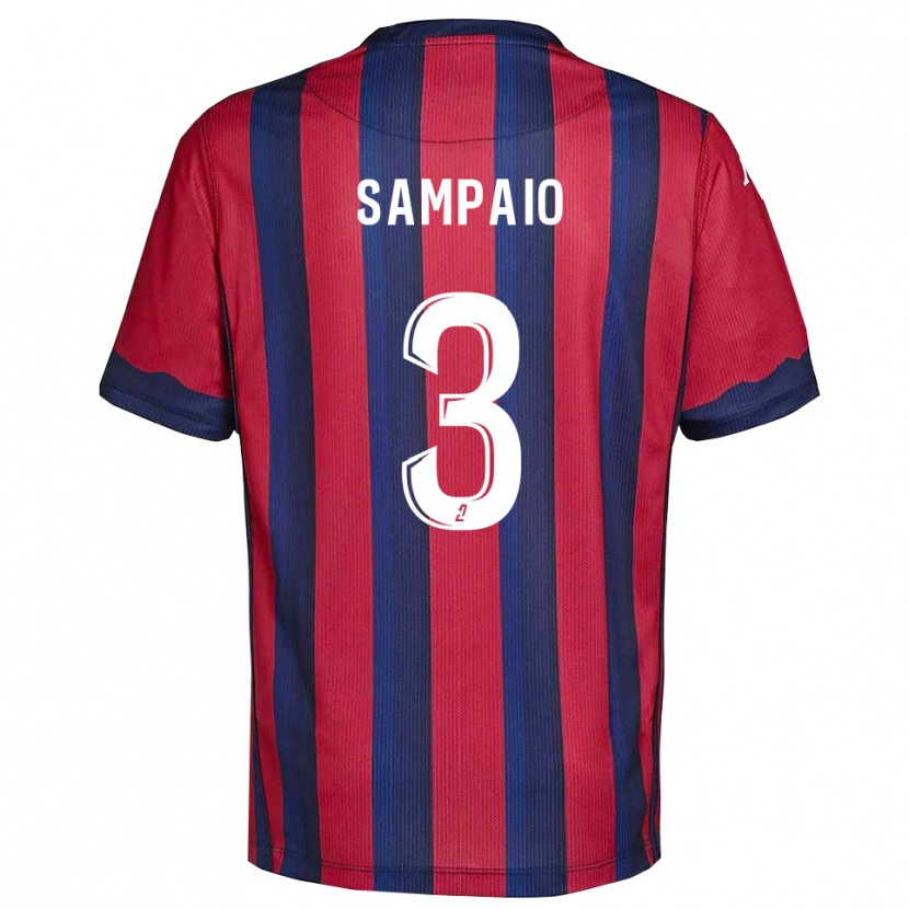 Danxen Niño Camiseta Noah Sampaio #3 Borgoña Azul Marino 1ª Equipación 2025/26 La Camisa