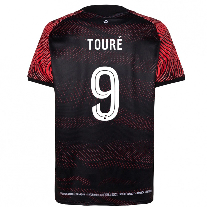 Danxen Niño Camiseta Cheikh Touré #9 Blanco Rojo 1ª Equipación 2025/26 La Camisa