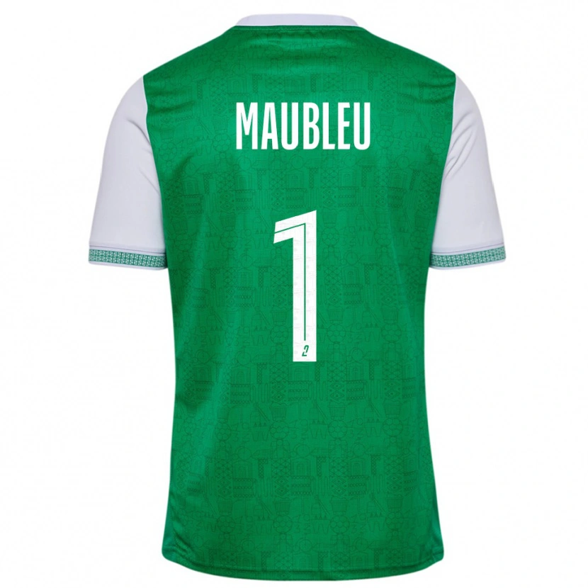 Danxen Niño Camiseta Brice Maubleu #1 Verde Blanco 1ª Equipación 2025/26 La Camisa