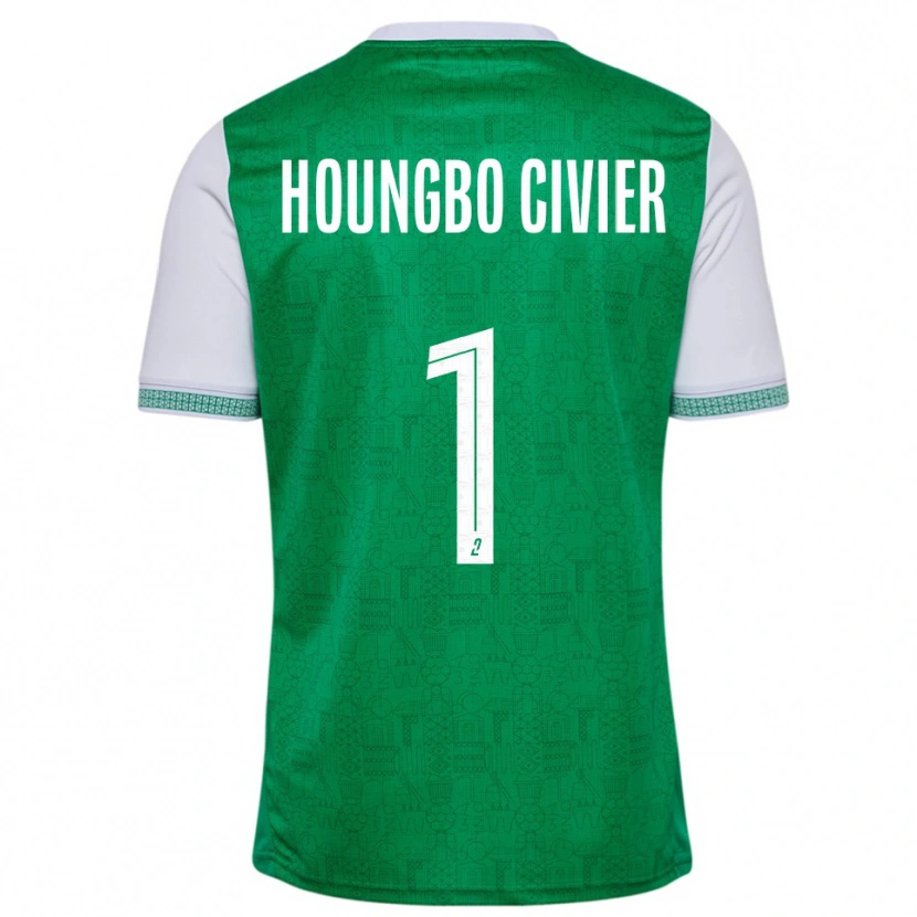 Danxen Niño Camiseta Matéo Houngbo Civier #1 Verde Blanco 1ª Equipación 2025/26 La Camisa