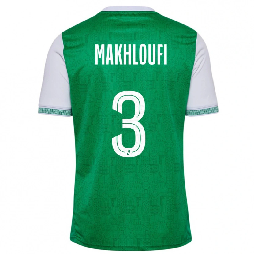 Danxen Niño Camiseta Maedine Makhloufi #3 Verde Blanco 1ª Equipación 2025/26 La Camisa