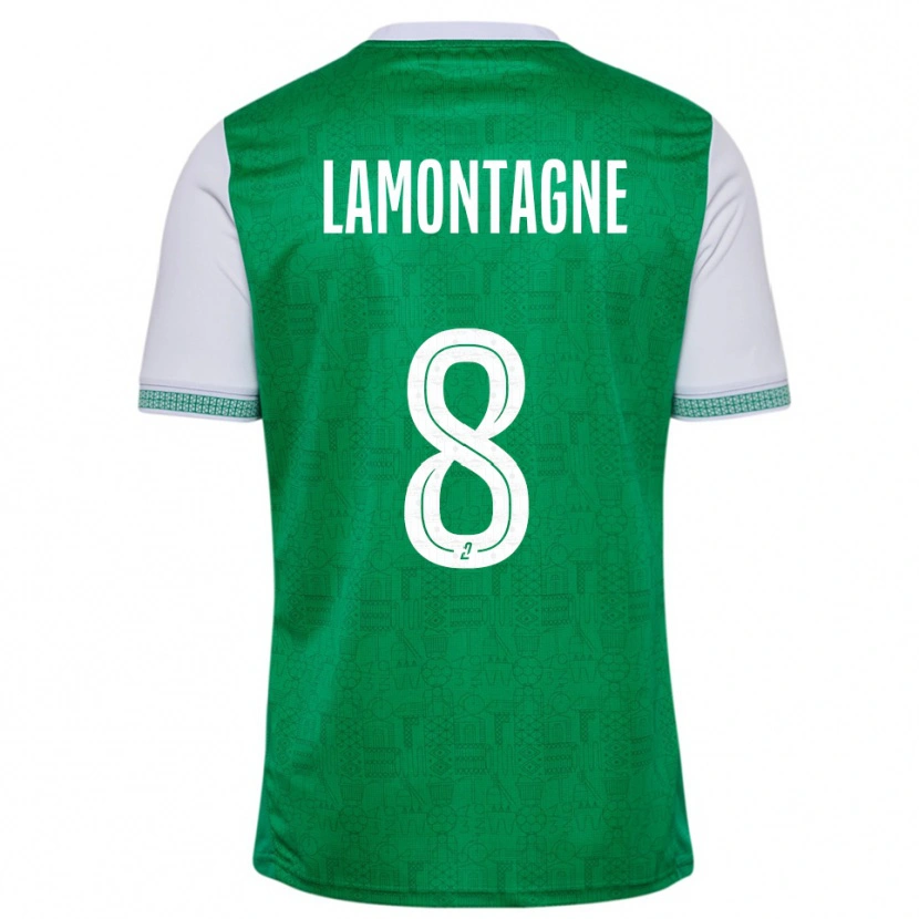 Danxen Niño Camiseta Alexandria Lamontagne #8 Verde Blanco 1ª Equipación 2025/26 La Camisa
