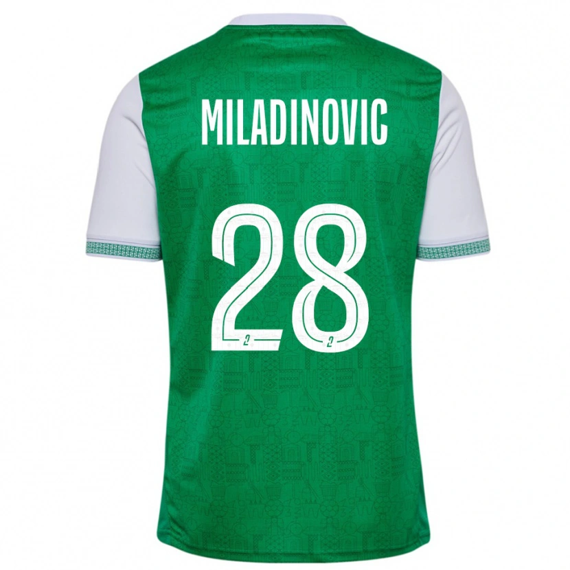 Danxen Niño Camiseta Igor Miladinovic #28 Verde Blanco 1ª Equipación 2025/26 La Camisa