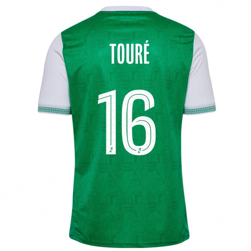 Danxen Niño Camiseta Issiaka Touré #16 Verde Blanco 1ª Equipación 2025/26 La Camisa
