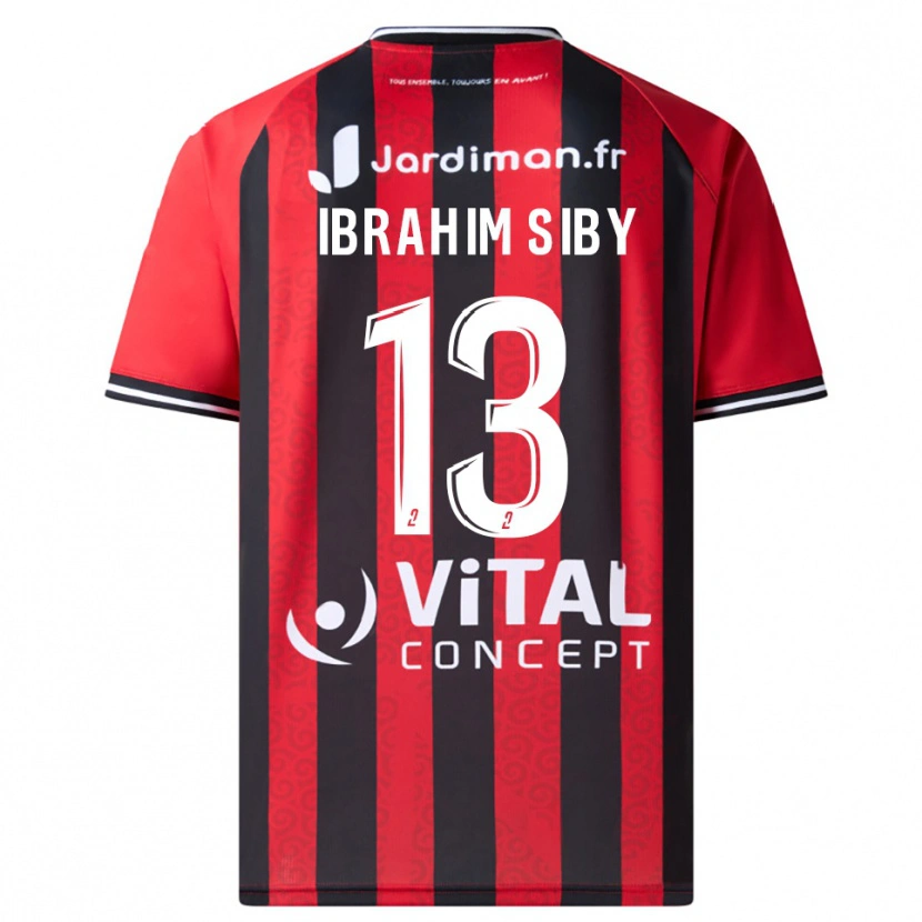 Danxen Niño Camiseta Ben Ibrahim Siby #13 Rojo Negro 1ª Equipación 2025/26 La Camisa