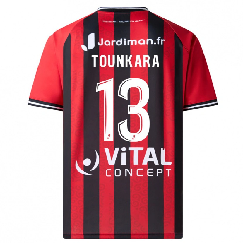 Danxen Niño Camiseta Fadiala Tounkara #13 Rojo Negro 1ª Equipación 2025/26 La Camisa