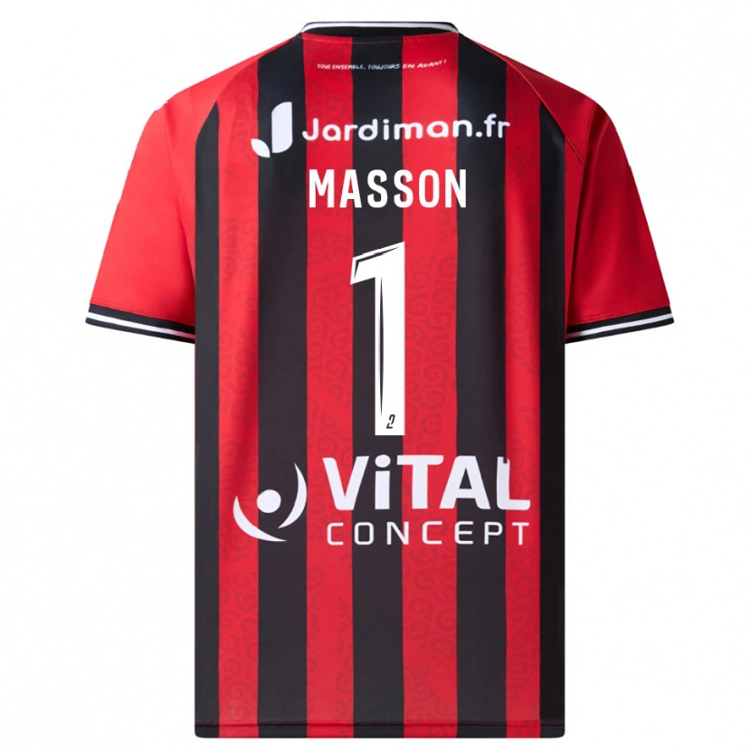 Danxen Niño Camiseta Albert Masson #1 Rojo Negro 1ª Equipación 2025/26 La Camisa