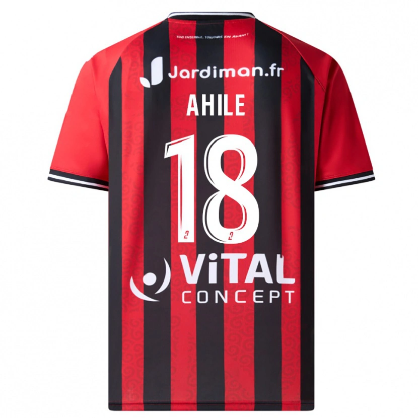 Danxen Niño Camiseta Tanguy Ahile #18 Rojo Negro 1ª Equipación 2025/26 La Camisa