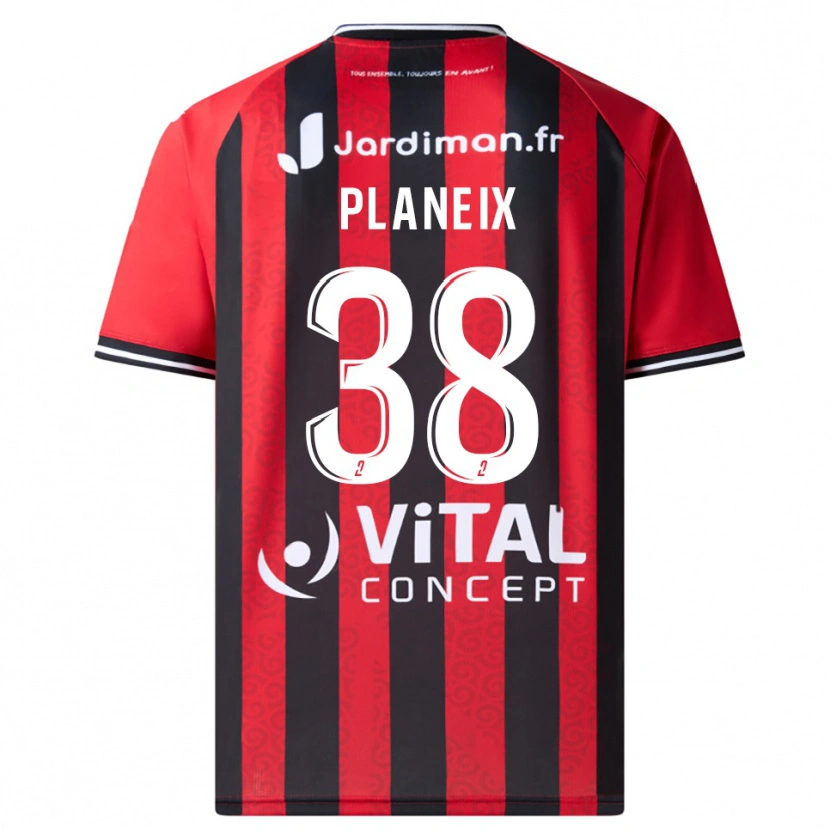 Danxen Niño Camiseta Idriss Planeix #38 Rojo Negro 1ª Equipación 2025/26 La Camisa
