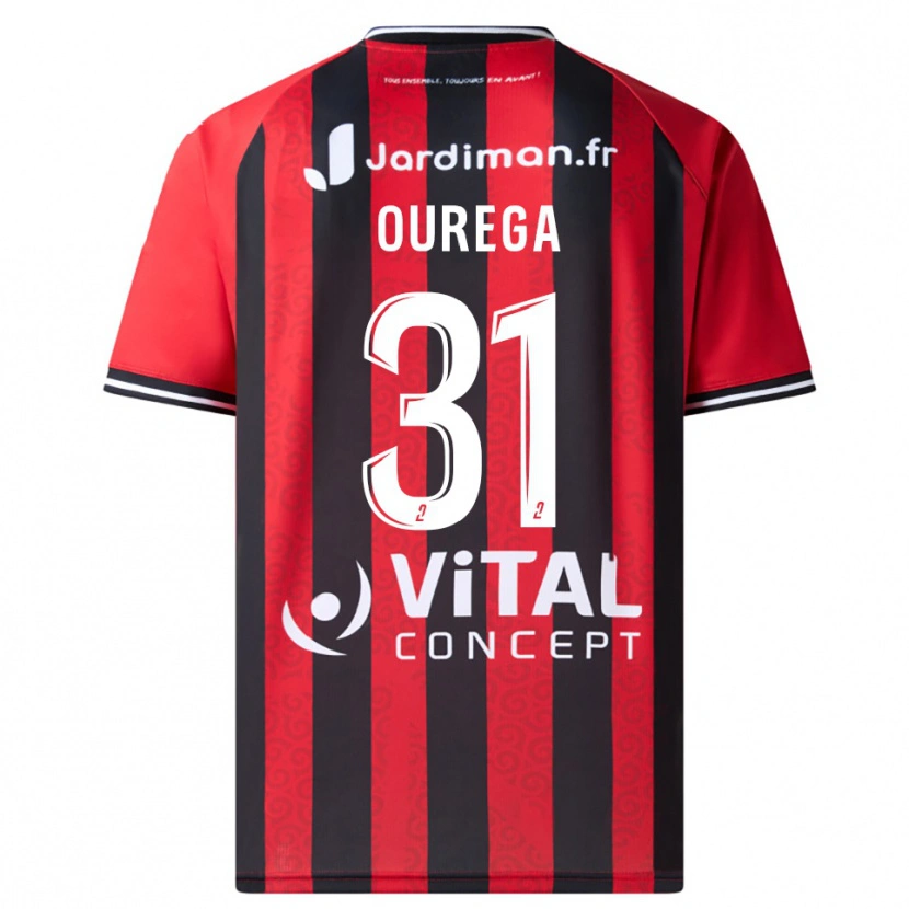 Danxen Niño Camiseta Dylan Ourega #31 Rojo Negro 1ª Equipación 2025/26 La Camisa