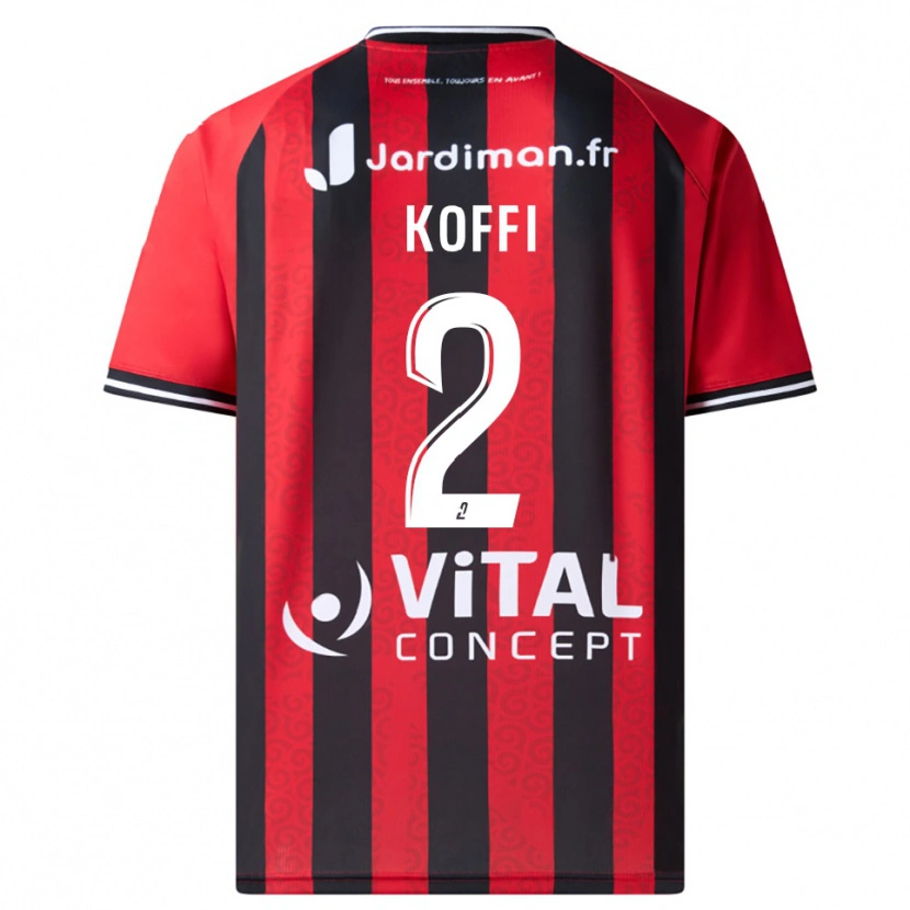 Danxen Niño Camiseta Erwin Koffi #2 Rojo Negro 1ª Equipación 2025/26 La Camisa