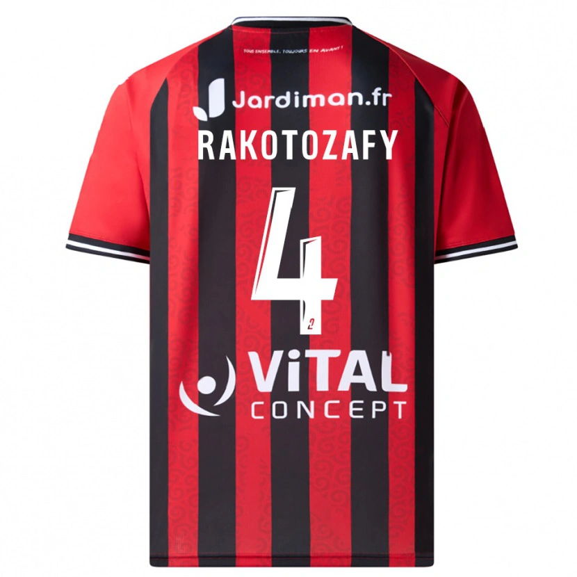 Danxen Niño Camiseta Lucas Rakotozafy #4 Rojo Negro 1ª Equipación 2025/26 La Camisa
