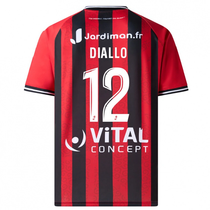 Danxen Niño Camiseta Youssouf Diallo #12 Rojo Negro 1ª Equipación 2025/26 La Camisa