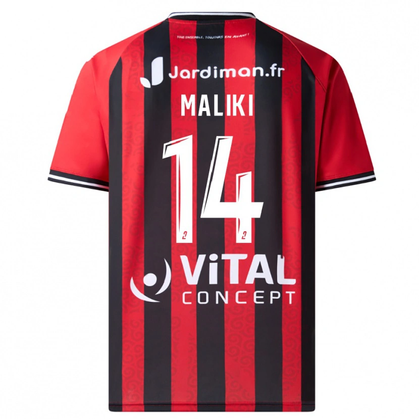 Danxen Niño Camiseta Abdou Maliki #14 Rojo Negro 1ª Equipación 2025/26 La Camisa