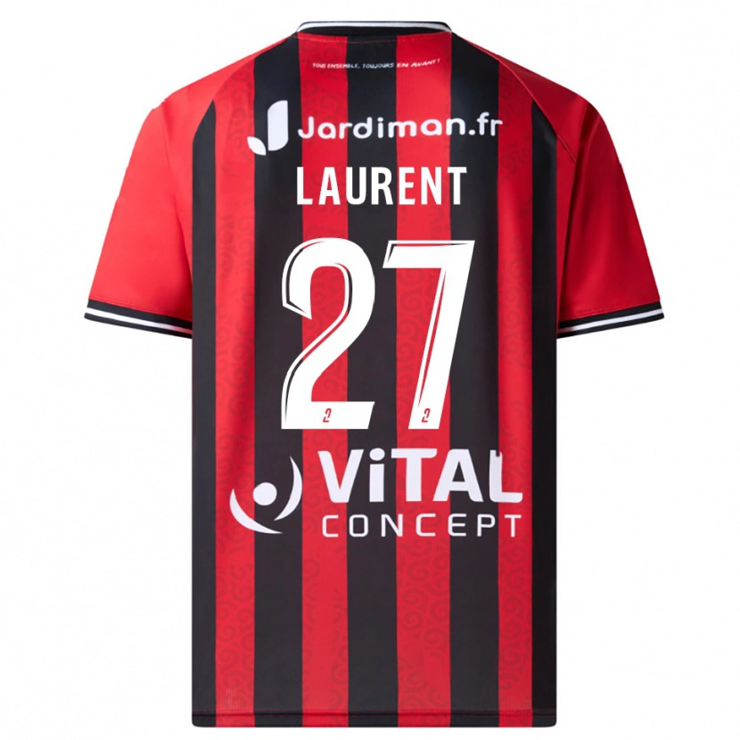 Danxen Niño Camiseta Emelyne Laurent #27 Rojo Negro 1ª Equipación 2025/26 La Camisa