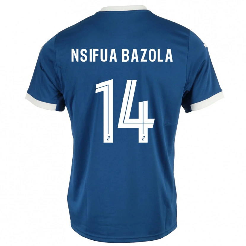 Danxen Niño Camiseta Preston Nsifua Bazola #14 Azul Blanco 1ª Equipación 2025/26 La Camisa