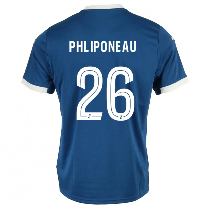 Danxen Niño Camiseta Alexandre Phliponeau #26 Azul Blanco 1ª Equipación 2025/26 La Camisa