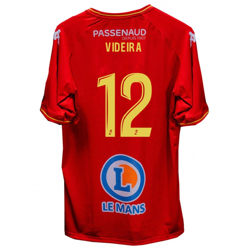 Danxen Niño Camiseta Lenny Videira #12 Rojo Amarillo 1ª Equipación 2025/26 La Camisa