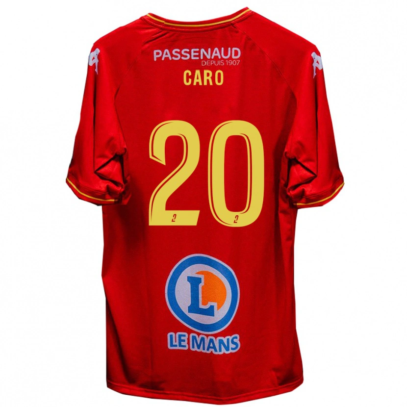 Danxen Niño Camiseta Titouan Caro #20 Rojo Amarillo 1ª Equipación 2025/26 La Camisa