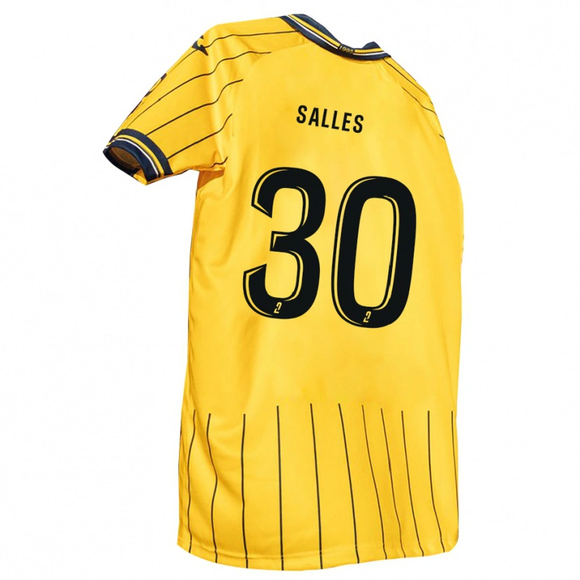 Danxen Niño Camiseta Esteban Salles #30 Amarillo Azul Marino 1ª Equipación 2025/26 La Camisa