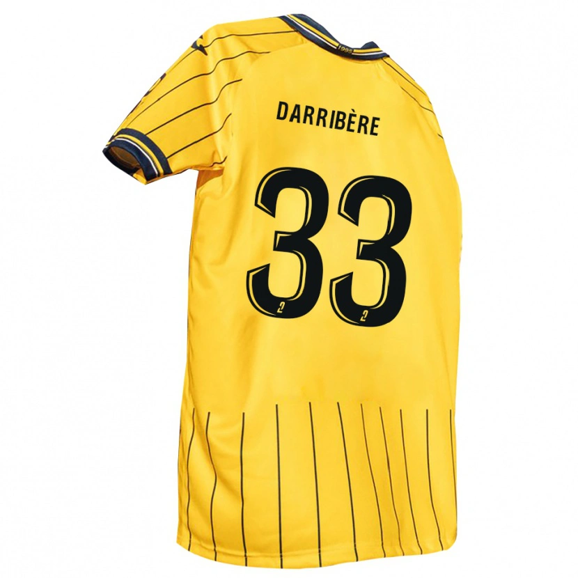 Danxen Niño Camiseta Clément Darribère #33 Amarillo Azul Marino 1ª Equipación 2025/26 La Camisa