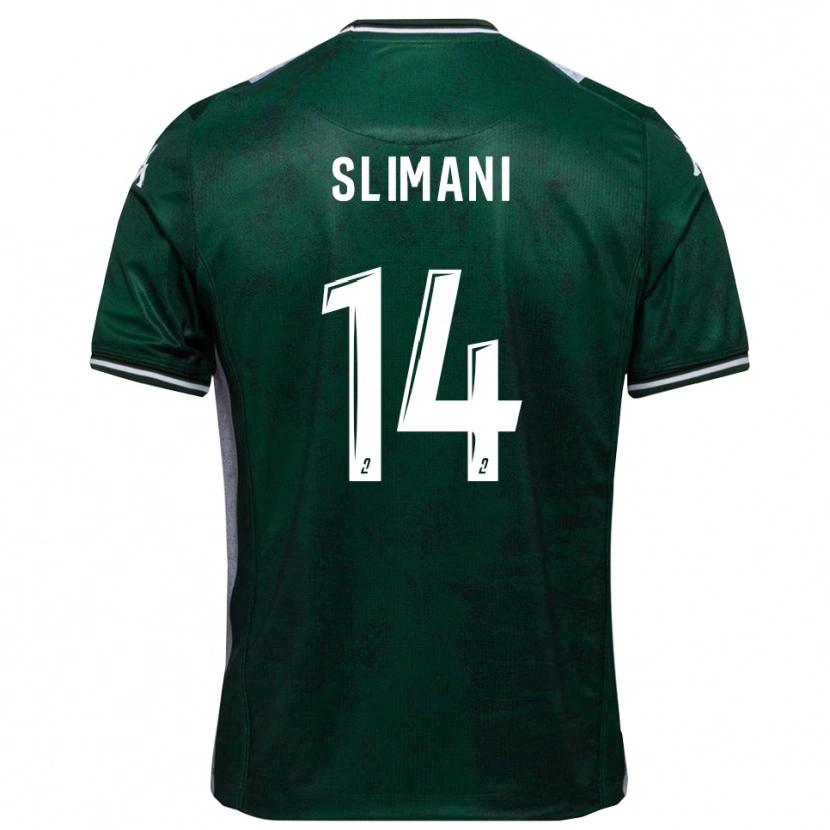 Danxen Niño Camiseta Rayan Slimani #14 Verde Blanco 1ª Equipación 2025/26 La Camisa