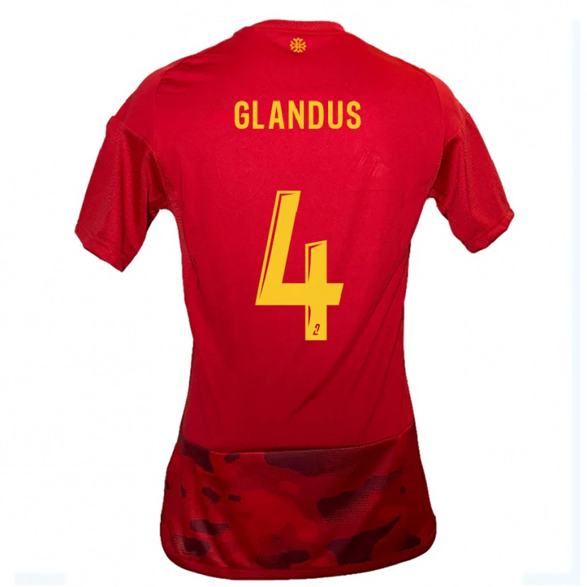 Danxen Niño Camiseta Vincent Glandus #4 Rojo Amarillo 1ª Equipación 2025/26 La Camisa