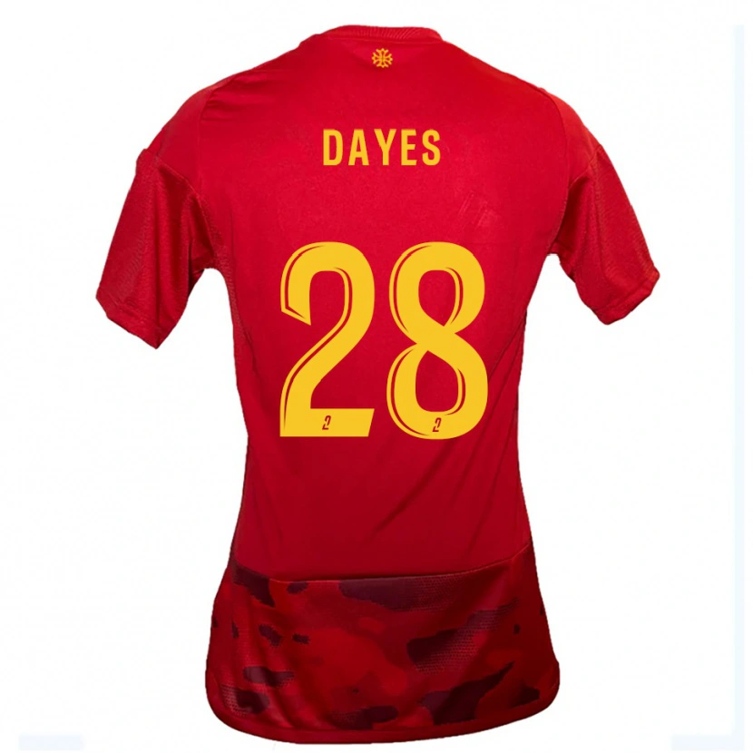 Danxen Niño Camiseta Mikayla Dayes #28 Rojo Amarillo 1ª Equipación 2025/26 La Camisa