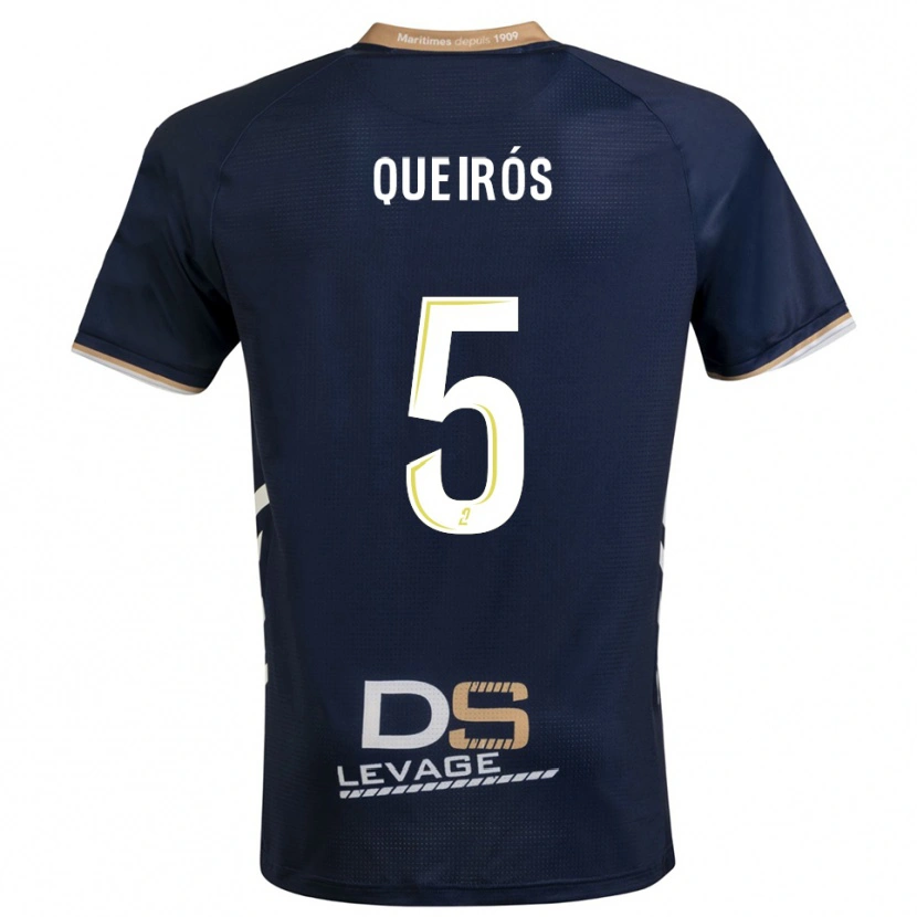 Danxen Niño Camiseta Diogo Queirós #5 Azul Marino Oro 1ª Equipación 2025/26 La Camisa