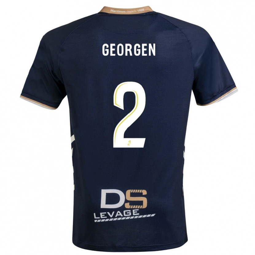 Danxen Niño Camiseta Alec Georgen #2 Azul Marino Oro 1ª Equipación 2025/26 La Camisa
