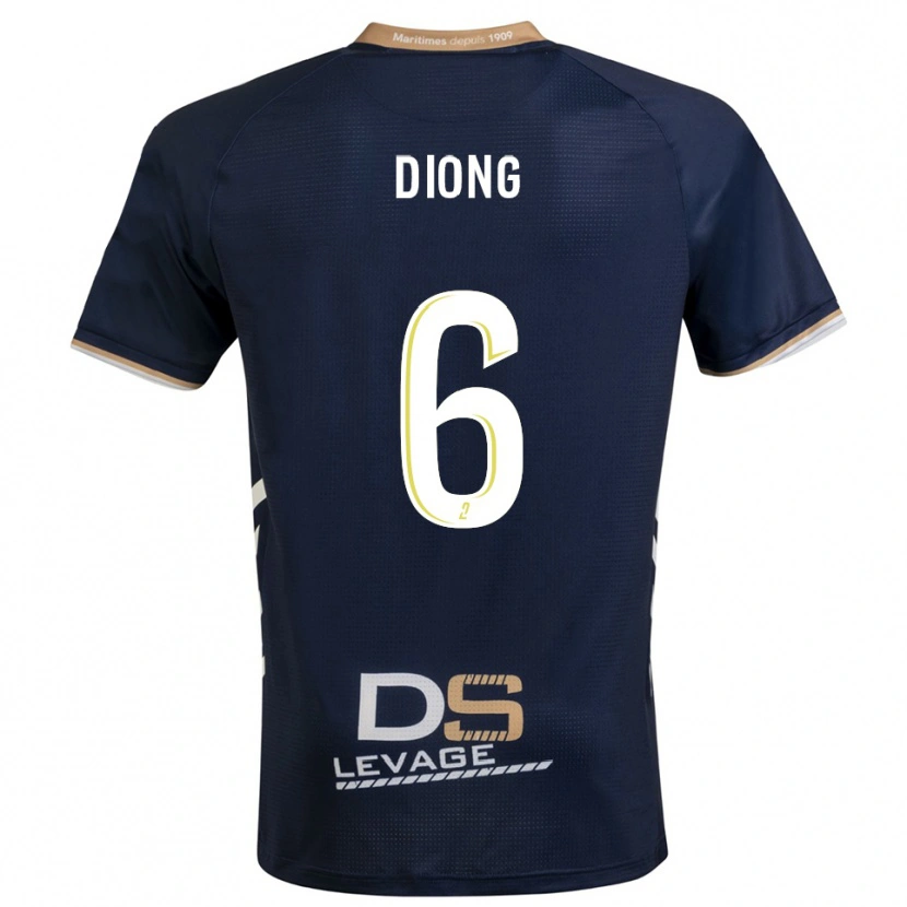 Danxen Niño Camiseta Pape Diong #6 Azul Marino Oro 1ª Equipación 2025/26 La Camisa