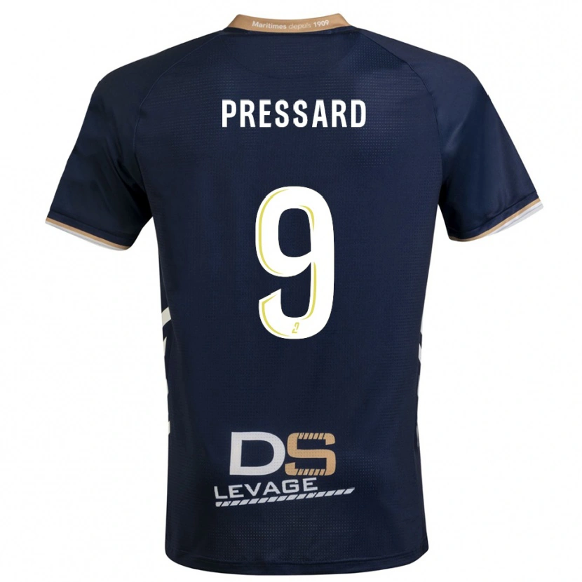 Danxen Niño Camiseta Alan Pressard #9 Azul Marino Oro 1ª Equipación 2025/26 La Camisa