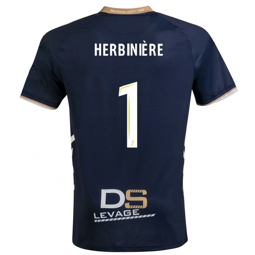 Danxen Niño Camiseta Romain Herbinière #1 Azul Marino Oro 1ª Equipación 2025/26 La Camisa