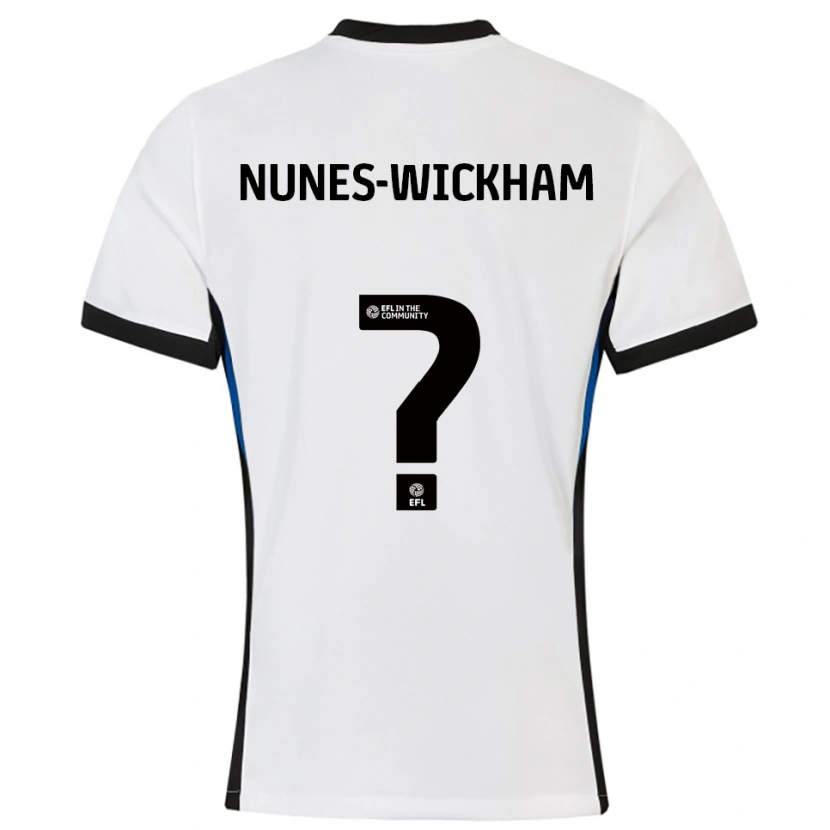 Danxen Niño Camiseta Jayden Nunes-Wickham #0 Blanco Azul 2ª Equipación 2025/26 La Camisa