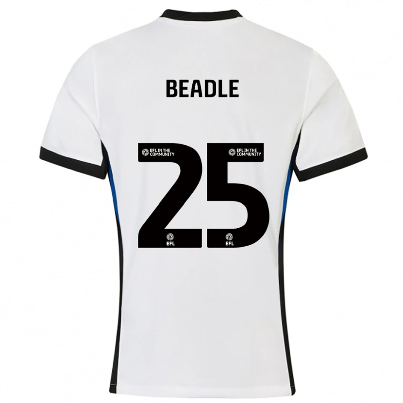 Danxen Niño Camiseta James Beadle #25 Blanco Azul 2ª Equipación 2025/26 La Camisa