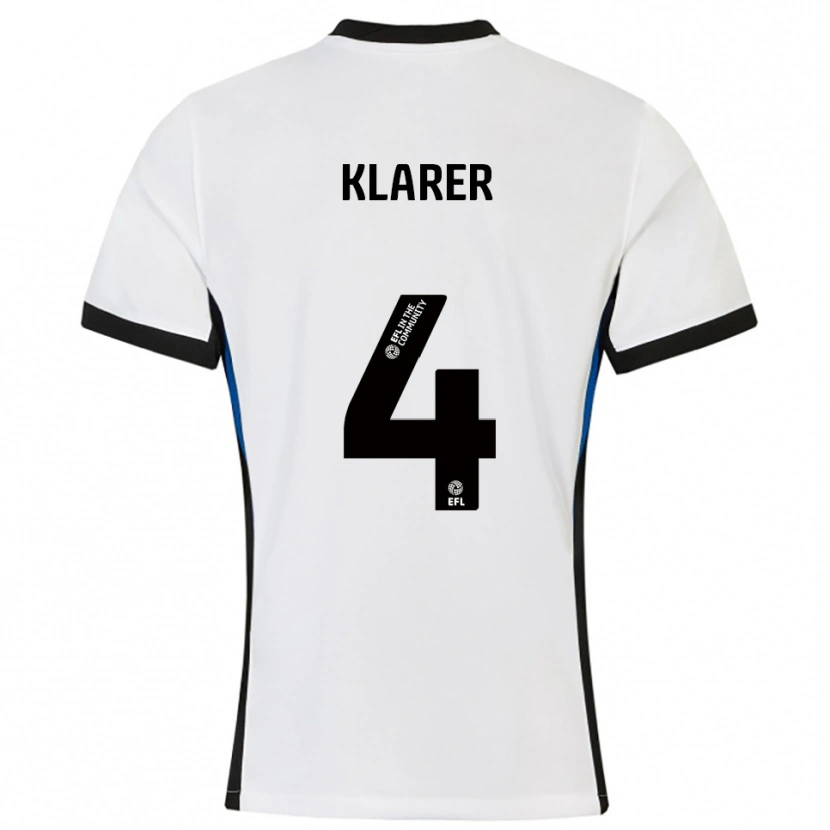 Danxen Niño Camiseta Christoph Klarer #4 Blanco Azul 2ª Equipación 2025/26 La Camisa