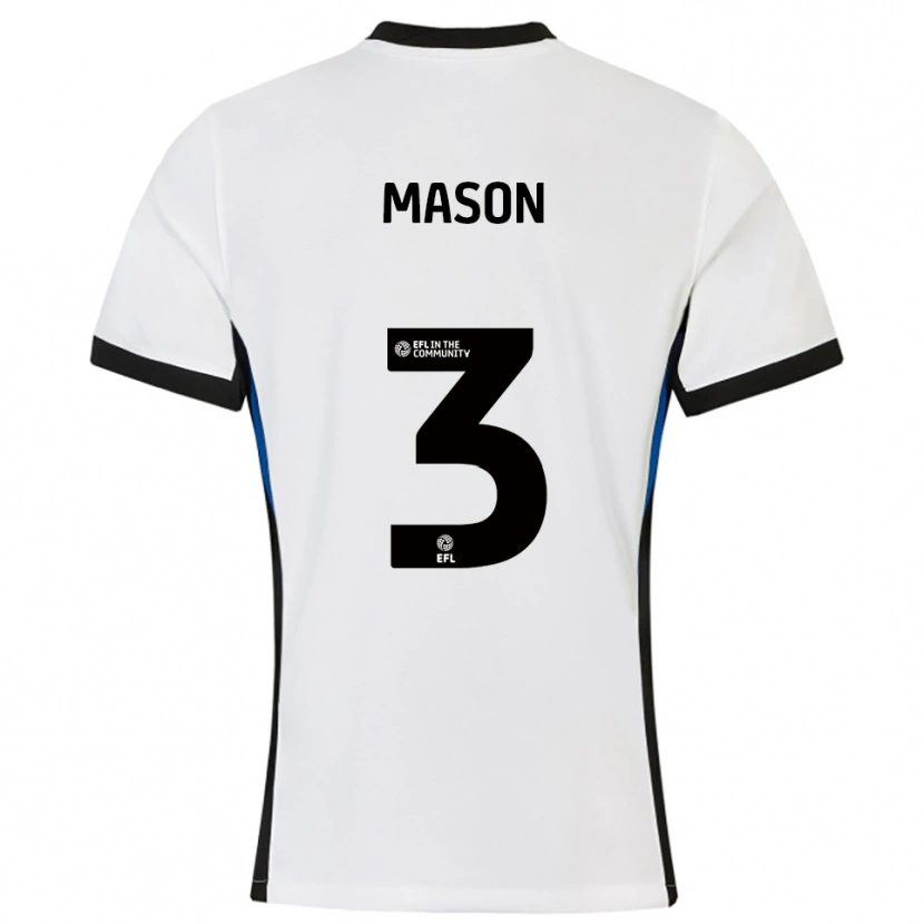 Danxen Niño Camiseta Ellie Mason #3 Blanco Azul 2ª Equipación 2025/26 La Camisa