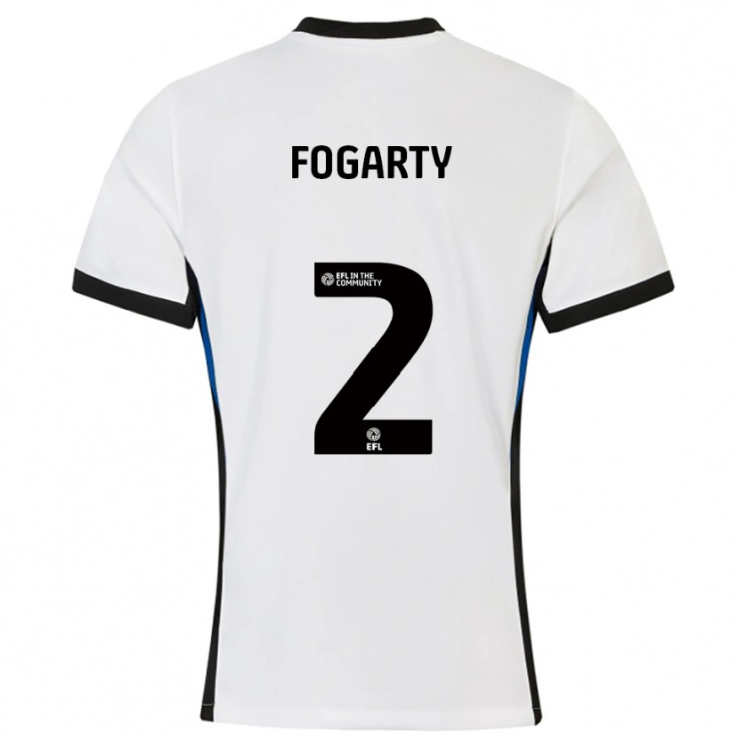 Danxen Niño Camiseta Tom Fogarty #2 Blanco Azul 2ª Equipación 2025/26 La Camisa