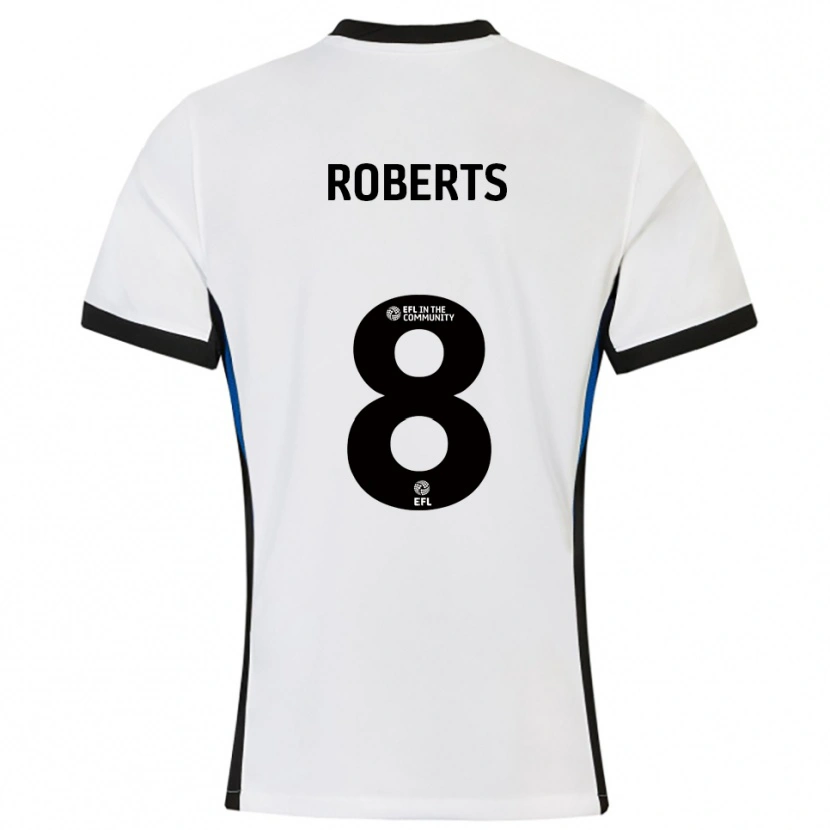 Danxen Niño Camiseta Tyler Roberts #8 Blanco Azul 2ª Equipación 2025/26 La Camisa